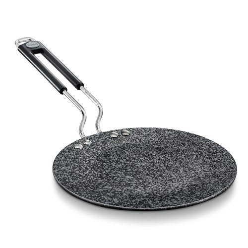 Prestige Durastone Hard Anodised 6 Layer Non-Stick Concave Tawa, (Black)