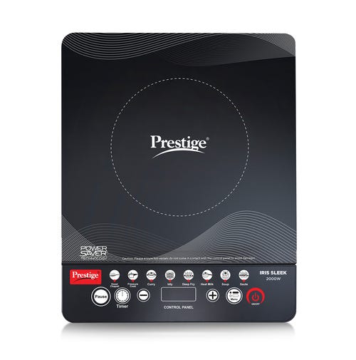 Prestige Iris Sleek 2000 Watts Induction Cooktop-Individual Touch Buttons| 4KV Surge Protection | 8 Preset Indian Menu Options & Timer | Automatic Voltage Regulator | 1Y Warranty | Black|BIS Certified