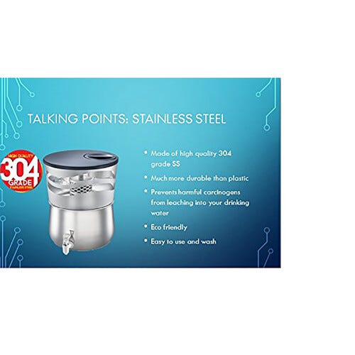 Prestige CleanHome Tattva 1.0 Stainless Steel Water Purifier, 16 L (Silver, Blue)