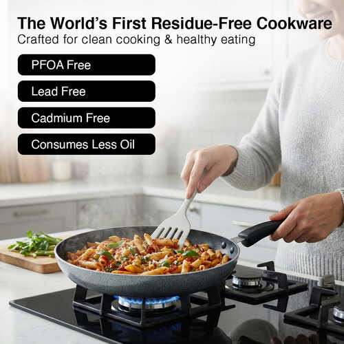 Prestige Omega Select Plus Non-stick Kitchen Set (Omni Tawa 27.5cm, Fry Pan 25cm, Kadai with Lid 25cm) (Black)