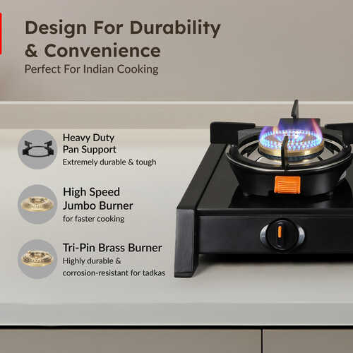 Prestige Svachh Glass Top Gas Stove (3 Burners) with Liftable Burners - GTSB-03