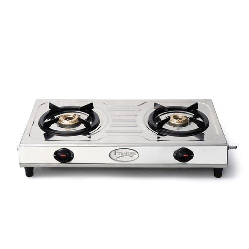 PRESTIGE PRIME LP GAS STOVE (STAINLESS STEEL BODY AND 2 BRASS BURNERS)