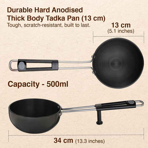 Prestige Hard Anodised Cookware Tadka Pan, 13cm (Black)
