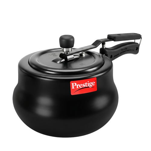 Prestige Nakshatra Plus Svachh Hard Anodised Aluminium Spillage Control Handi Pressure Cooker (Black) 3 L