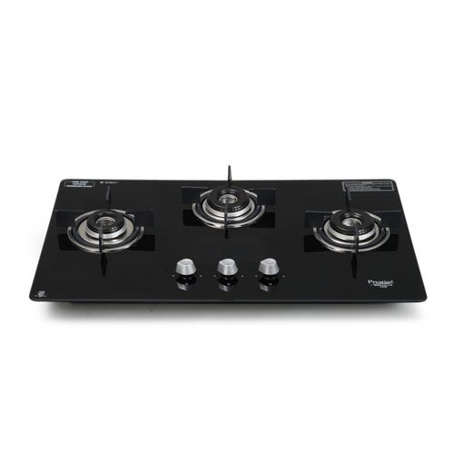Prestige Marvella 3 Burner Hob | Auto Ignition | Toughened Glass Top | SABAF Burners | Sturdy Pan Support | Ultra Slim Body | Ergonomic Knob | Black | 5Y Glass Warranty
