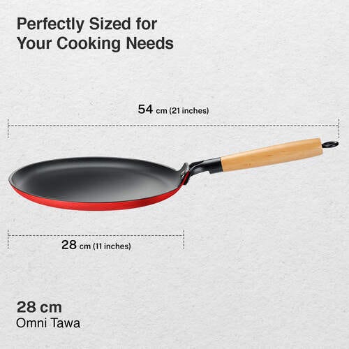 Prestige Castlite Enamel Coated Lightweight Cast Iron Omni Tawa | High Heat Retention, Rust-Proof | Gas & Induction Compatible | Low-Oil Cooking | Stay-Cool Handle | Easy Clean | 15Y Warranty
