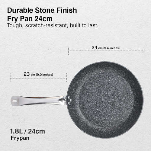 Prestige Durastone Hard Anodised 6 Layer Non-Stick Fry Pan, (24 cm, 1.9 Litre) (Black)