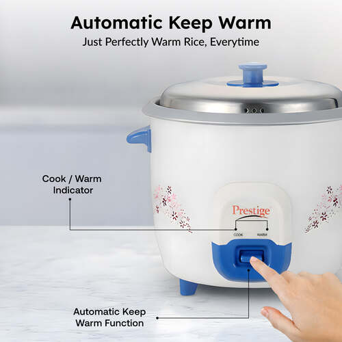 Prestige Atlas Delight Electric Rice Cooker (1.8 L, Blue)