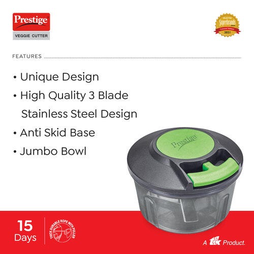 Prestige PVC 8.0 Veggie Cutter with 3 Stainless Steel Blades (Jumbo Bowl) (Black)