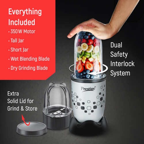 Prestige 350 Watts Nutri-Mix 2.0 Mixer Grinder with 2 Jars|Compact Design| Multipurpose Jars|Inter-Lock System| Sipper Lids
