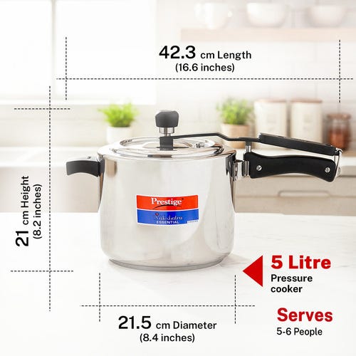Prestige Nakshatra Essential Svachh Stainless Steel Pressure Cooker 5.0 L