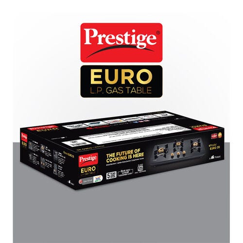 Prestige Euro L.P. Glass Top Gas Stove (3 Burners)
