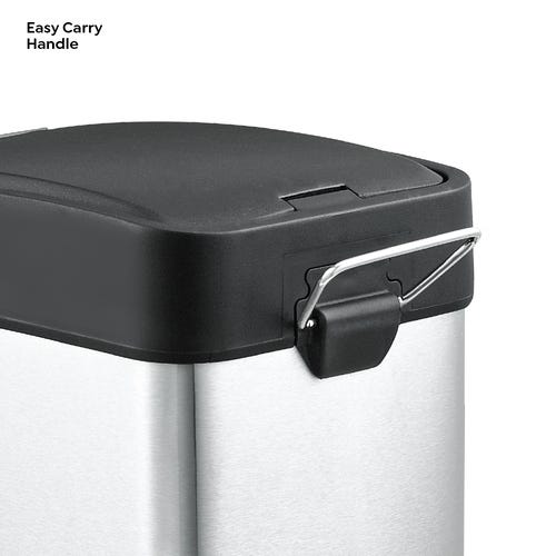 Prestige CleanHome PFBS Single Flip Bin with Plastic Lid, 8 L (Silver)