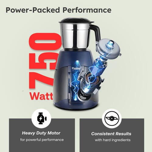 Prestige Atlas Supreme Mixer Grinder, With Accessories - Stainless Steel Jar - 3 Unit And Juicer Jar -1 Unit