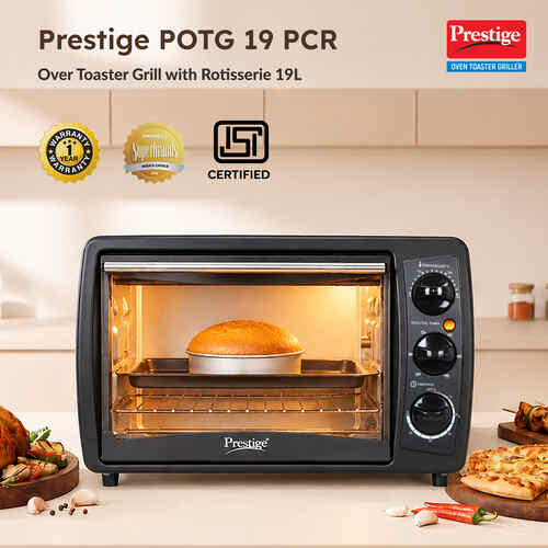 Prestige Oven-Toaster-Griller POTG 19 PCR - 19 L 1500 Watts (Black) | Temperature Control