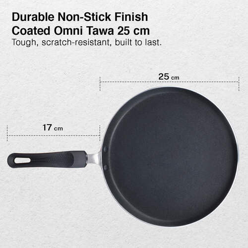 Prestige Aluminium Omega Select Plus IB Non-Stick Omni Tawa, 25 cm, Multicolour, Medium