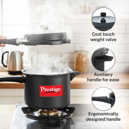 Prestige 5 L, 3 L, 2 L Outer Lid Induction Bottom Pressure Cooker (Hard Anodized)