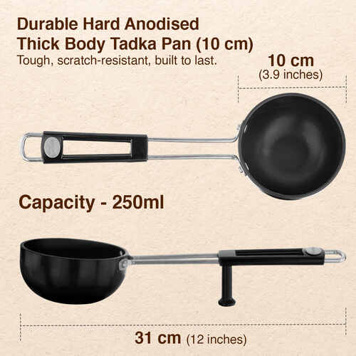 Prestige Hard Anodised Cookware Tadka Pan, (Black)