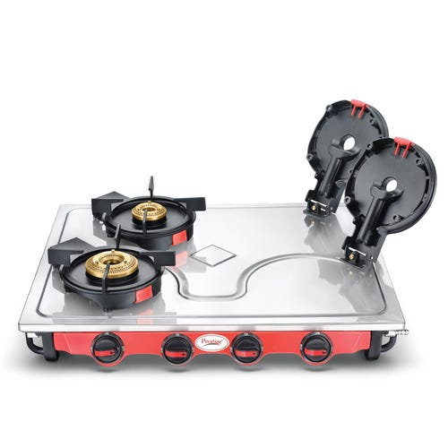 Prestige Svachh Sleek 4B with Liftable Burners Stainless Steel Manual Gas Stove