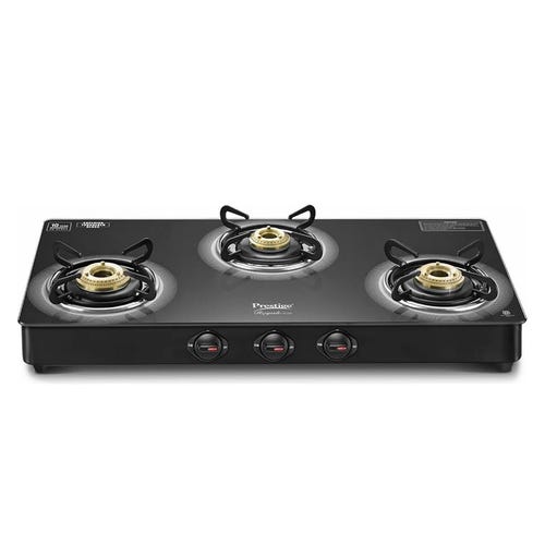 Prestige Royale Plus GT 02 Toughened Black Glass Top 3 Burners