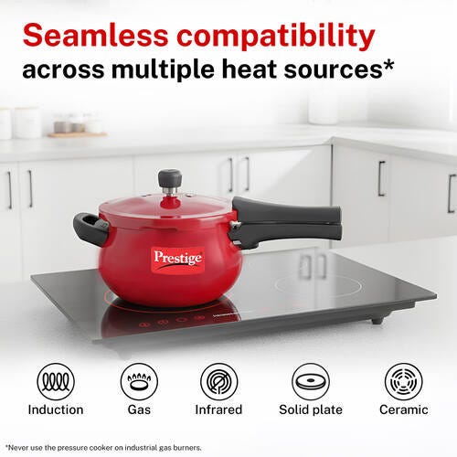 Prestige Deluxe Plus Aluminium Outer Lid Pressure Handi, Red