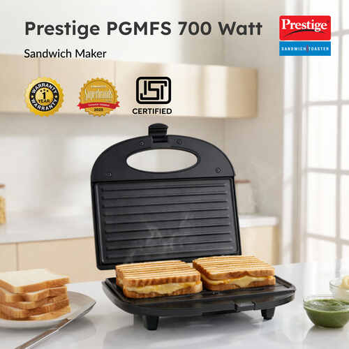 Prestige PGMFS Sandwich Toaster 700W with Non-stick Fixed Grilled Plates