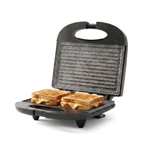 Prestige PGFSP - Spatter Coated Non-stick Sandwich Toaster with Fixed Grill Plate, Black