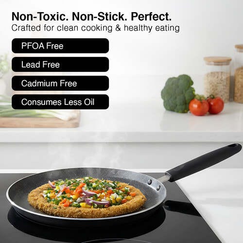 Prestige Omega Deluxe Granite Non-stick Round Base Omni Tawa, 28 cm (Black)