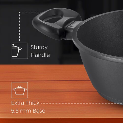 Omega Die-Cast Plus Aluminium Non-Stick Casserole with Glass Lid