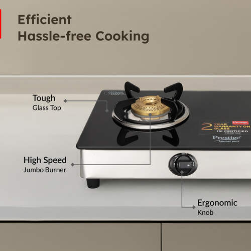 Prestige Marvel Plus GTM 02 SS Manual Stainless Steel 2 Burners Gas Stove, Black