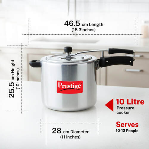 Prestige Nakshatra Svachh Aluminium Inner Lid Pressure Cooker with Unique Deep Lid for Spillage Control, Silver