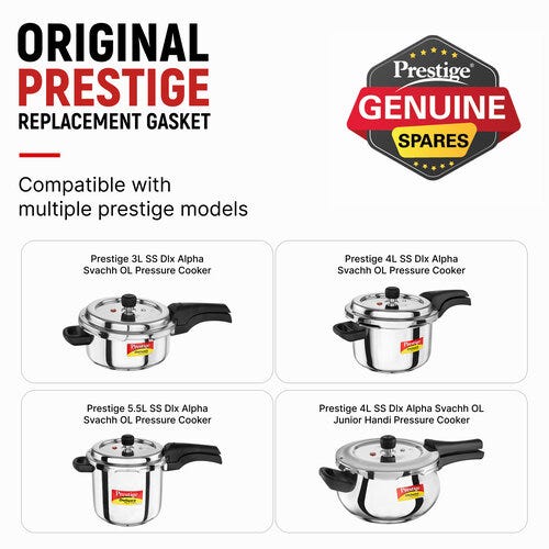 Prestige Stainless Steel Junior Pressure Cooker Gasket, 5.5, 3 & 4 Litres - Black
