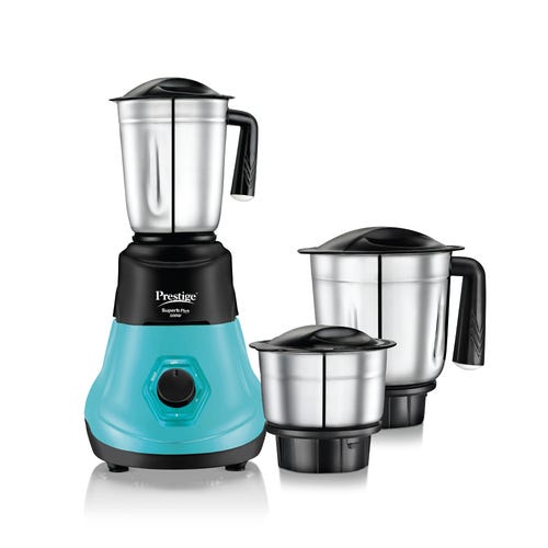 Prestige 500 Watts Superb Plus Mixer Grinder with 3 Stainless Steel Jars|Sturdy Handles| Flow Breaker| Blue and Black