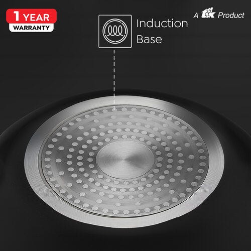 Omega Die-Cast Plus Aluminium Non-Stick Kadai with Glass Lid