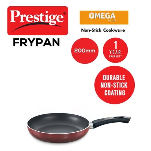 Prestige Omega Deluxe Aluminium Induction Base Non-Stick Fry Pan (Red)