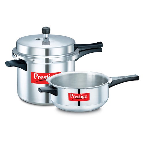 Prestige Popular Pressure Cooker Combi 10 Ltr & Sr Deep Pan Body 3.5 Ltr without Lid