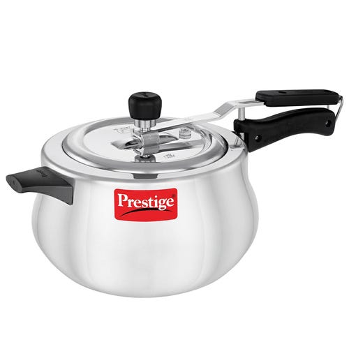 Prestige Nakshatra Plus Svachh Aluminium Spillage Control Handi Pressure Cooker, 5 L (Silver)