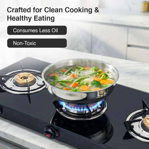 Prestige 16cm/0.9L Tri-Ply Stainless Steel Splendid Tasla with Lid|Gas and Induction Compatible|Even Heat Distribution| Thick Gauge Tri-Ply Body|15 Year Warranty