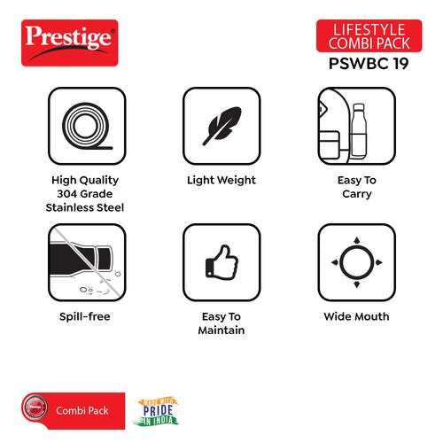 Prestige Electric Kettle PKOSS 1.5L+Single Wall water Bottle