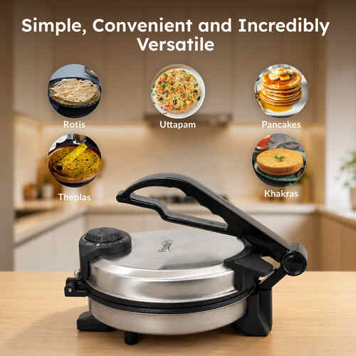 Prestige PRM 3.0 900-Watt Plain Plate Roti Maker (Silver) | Non-Stick Coating