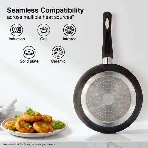 Prestige Omega Deluxe Granite Non-stick Round Base Fry Pan, 28cm - 3L (Black)
