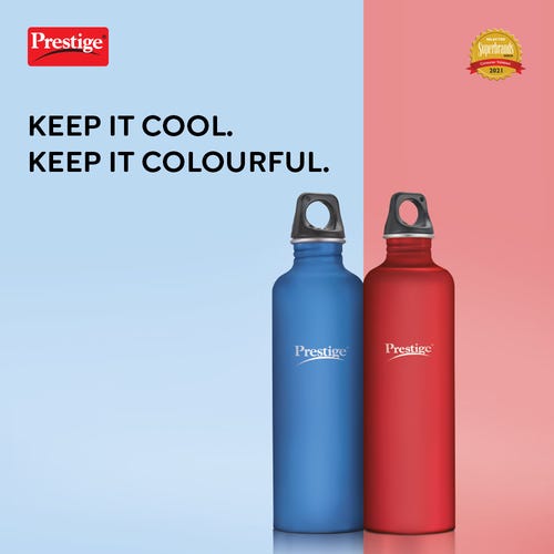 Prestige PSWBC 14 Stainless Steel Water Bottle 1 L (Each) Red and Blue