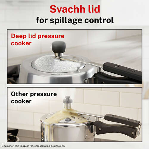 Prestige Nakshatra Plus Svachh Aluminium Spillage Control Handi Pressure Cooker, 2 L (Silver)