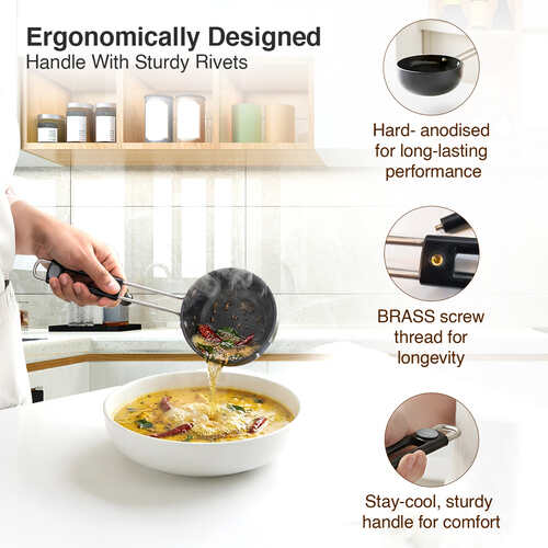 Prestige Hard Anodised Cookware Tadka Pan, 13cm (Black)