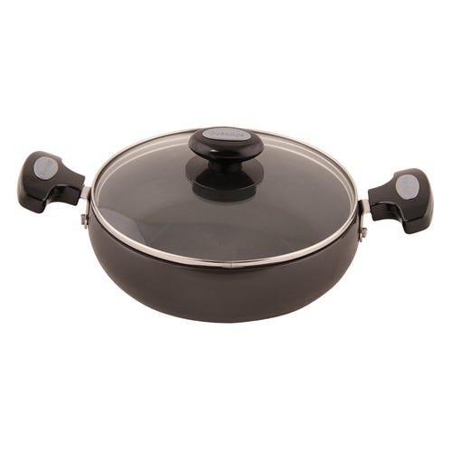 Prestige Hard Anodised Plus Saute Pan with Glass Lid, Black