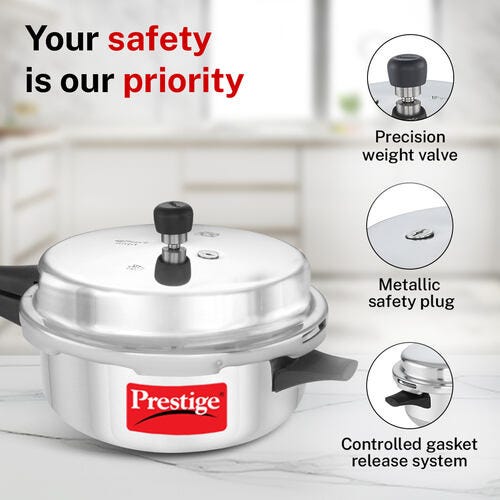 Prestige Popular Virgin Aluminium Senior Deep Pan Pressure Cooker, 6 L (Silver)