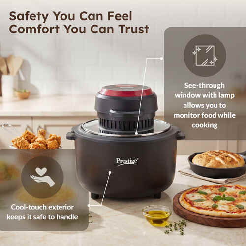 Prestige Multi-Chef All-in-One Air Fryer |80% less Oil Consumption|6.5L Capacity |1200 Watts Power|Airfry,Oven, Toast, Grill|See Through Lid|Advance Digital Display|Even Heat Distribution|Black