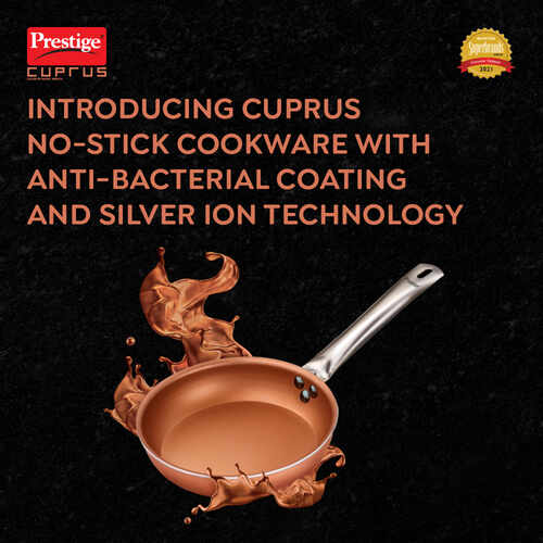 Prestige Cuprus Aluminium Gas and Induction Compatible Non-Stick Fry Pan, 20 cm, 1.2 L (Copper)