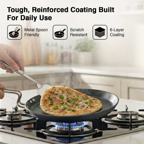 Prestige Durastone Hard Anodised 6 Layer Non-Stick Omni Tawa, 29 cm (Black)