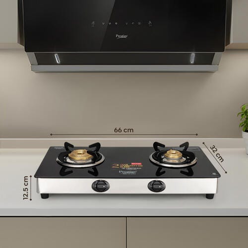 Prestige Marvel Plus Manual Stainless Steel Gas Stove, Black
